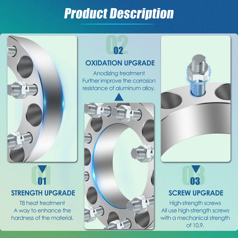 4 piezas espaciadores de rueda 2" 8x170 14x1,5 para Ford Excursion Ford F-250 F-350 Super Duty Foto 3 de 4