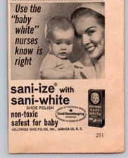 1964 Print Ad Hollywood Shoe Polish NY Sani-White Shoe Polish Non-Toxic for Baby