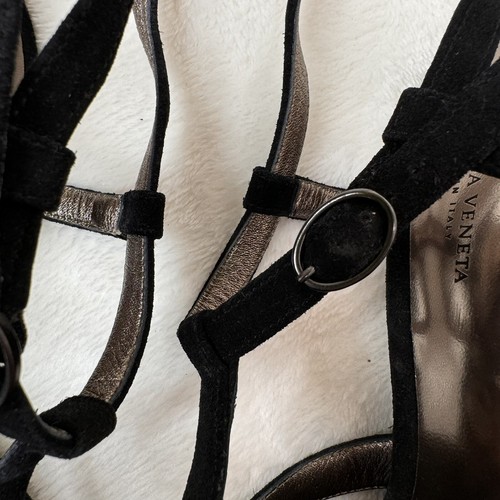 Bottega Veneta Womens Shoes Black Suede Platform Wedge Dark Floral Fairy 36.5 - Picture 8 of 11