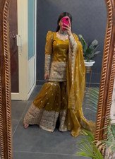 New Yellow Pure Soft Twine Net Top Sharara And Exclusive Dupatta For Festival