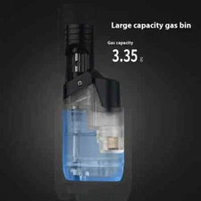 Cigar Lighter Transparent Butane Gas Inflatable Windproof Jet Flame Torch Gadget