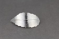 Silver metal leaf barrette clip hair claw 2 3/8" long small leaves hair clip