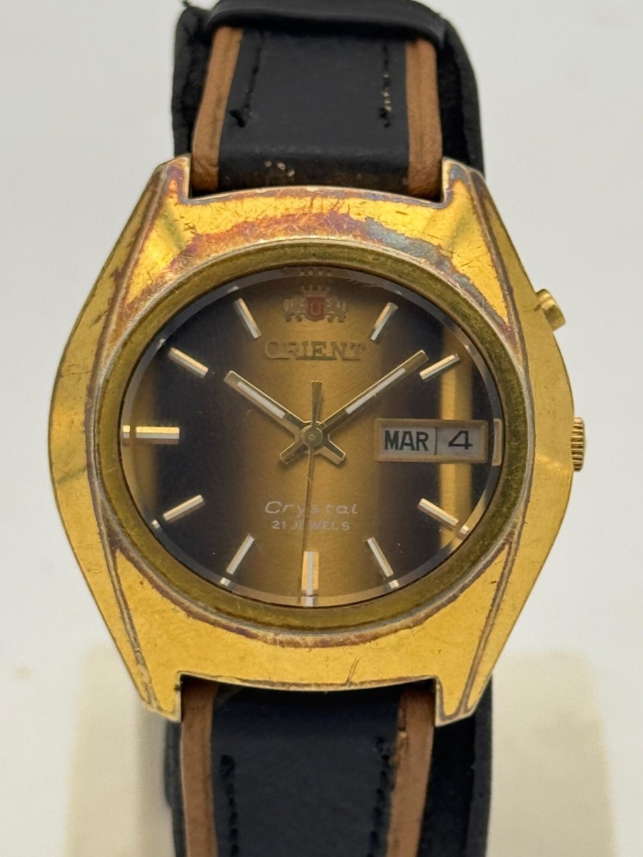 vintage orient crystal Day-date automatic Tiger Dial Watch