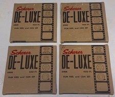 4 Vintage Scherer 8mm 400 ft 7" Film Reels W/Metal Cannisters Brown NEW IN BOX