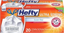 Hefty Ultra Strong Tall Kitchen Trash Bags, 13 Gallon, 20 Count, Scent Free