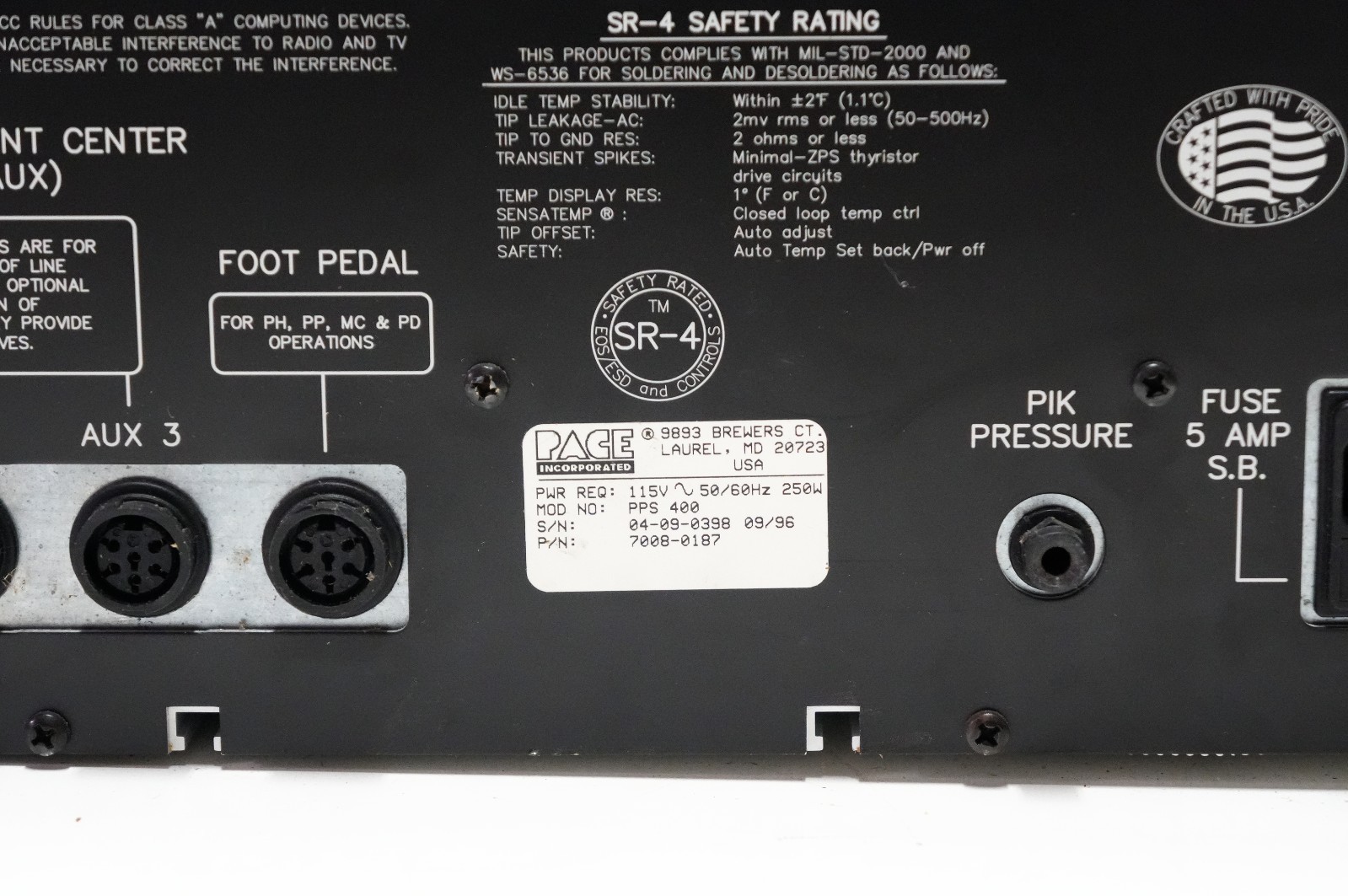 Pace PPS-400 PRC Process Control System Solder Thermal Management Center