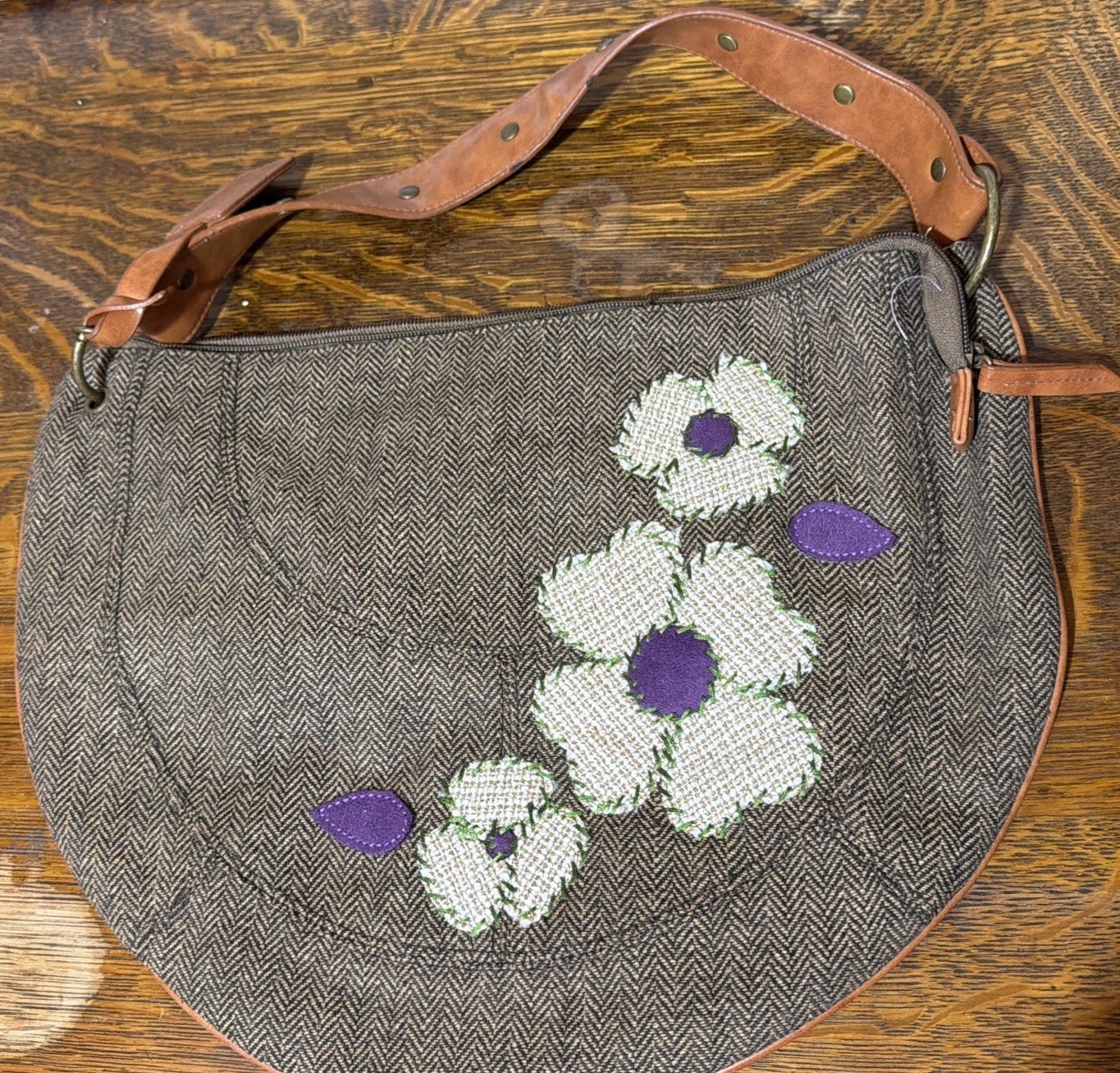 Necessary Objects Herringbone Tweed Patchwork Pur… - image 1