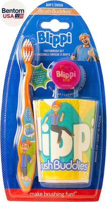 Blippi Kids Toothbrushes Kit Manual Toothbrushes for Kids Toddlers 2+ Years Trav