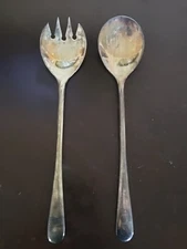 Vintage Silver Plate Salad Servers Made in Italy Plated Serving Large Fork Spoon