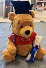 Disney Store Winnie the Pooh Graduation Cap Plush Diploma Pencil Soft
