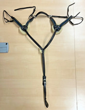 5 Point Dark Brown Leather Horse Breastplate Martingale With Elastic