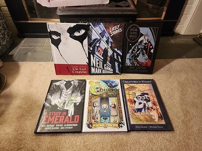 Neil Gaiman Library Graphic Novels Lot Of 6 Ex-Lib(Chivalry,Study In Emerald,Etc