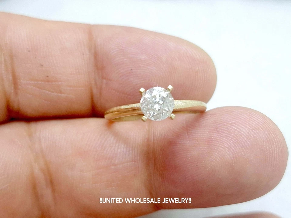 0.76ct Genuine Natural Round Diamond Solitaire Ring In Solid 14K Yellow Gold - Image 4 of 4