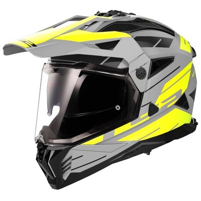 LS2 MX702 Pioneer 2 Namib Motorradhelm Gr. M - Grau Gelb Matt mit Sonnenblende