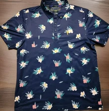 William Murray Golf Polo Shirt Men's L AOP Floral Geometric Stretch Performance