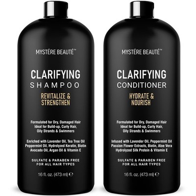 Clarifying Shampoo and Conditioner Set- Hydrating, Calming & Removes Buildup,...