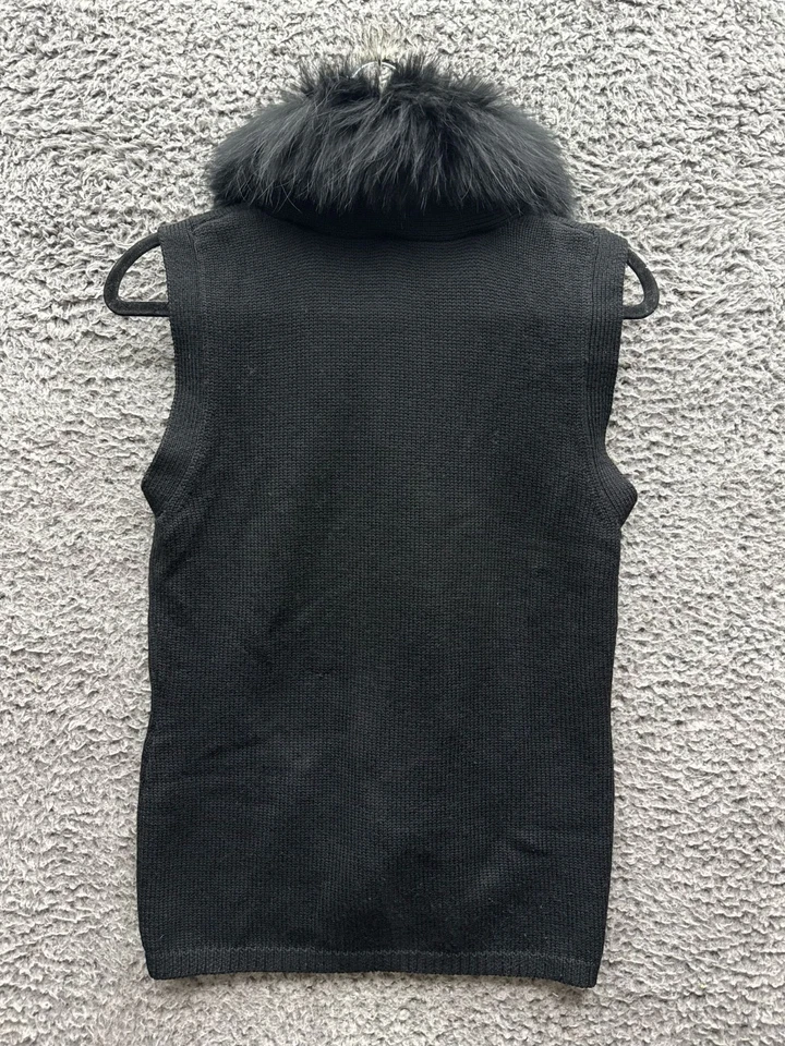 Chaleco con botones de piel de lana Diane Von Furstenberg negro para mujer talla S Foto 2 de 4