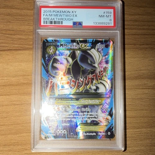 Pokémon M Mewtwo EX Full Art Ultra Rare PSA 8 159/162 Breakthrough 2015