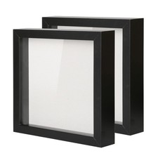 Muzilife Shadow Box Picture Frame with Linen Board Deep Wood 2pcs 8X8, Black