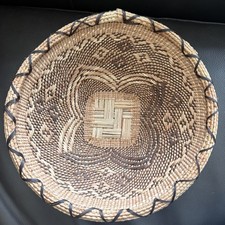 Tonga Binga Hand Woven 8” Woven Basket Zimbabwe Decor Geometric Wall Art
