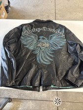 Harley Davidson 3W ARABELLE Leather Jacket 97173-07VW Elaborate Turquoise Eagle