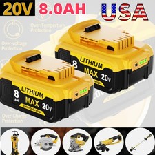 2Pack For DeWalt 20V 20 Volt Max 8.0AH Lithium Ion Battery DCB206 DCB205 DCB203