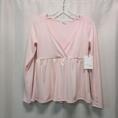 Electric Behavior Pink Babydoll Top Womens S Y2K Style Bella 90s Long Sleeve NWT