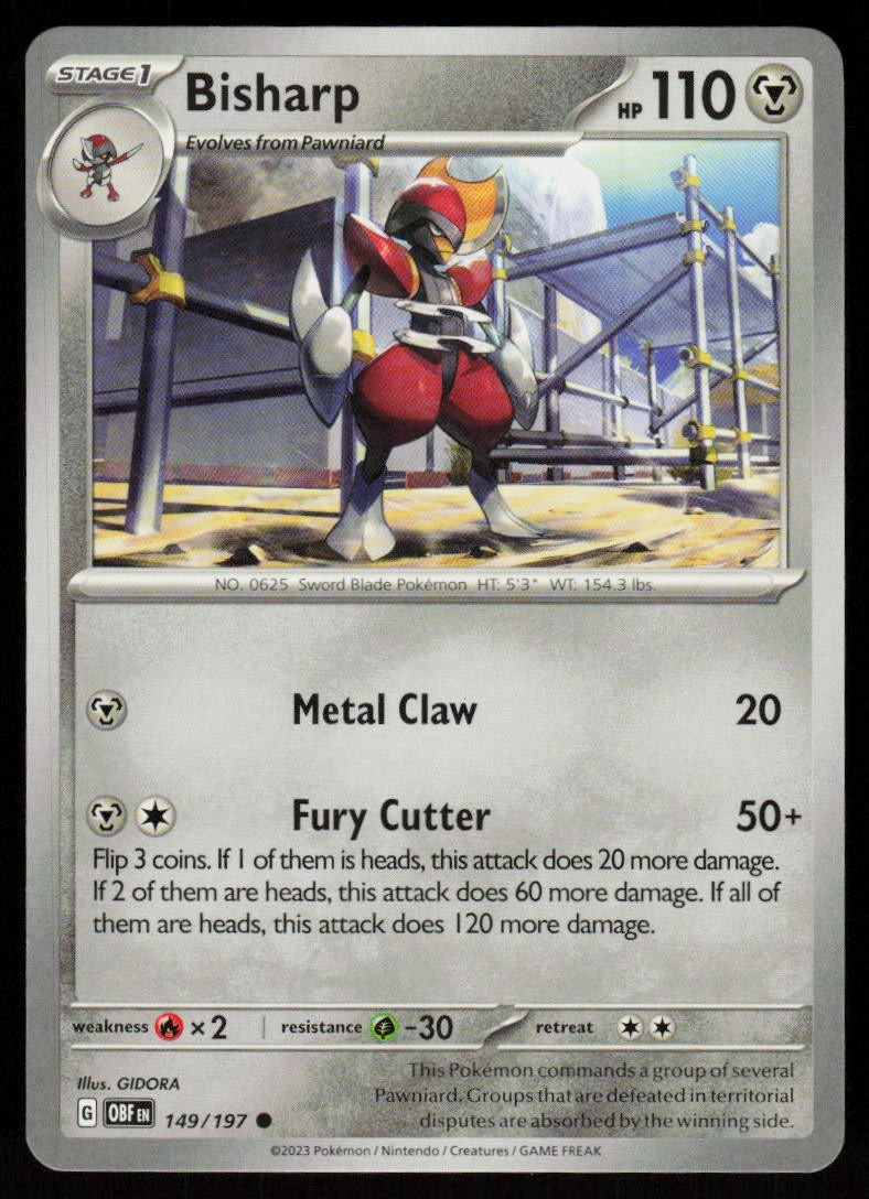 Bisharp 149/197 Common Obsidian Flames Pokemon Near Mint