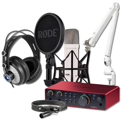 Rode NT1 Signature (White) Mic + Scarlett 2i2 4th Gen + White PSA1+ Arm + Cans50