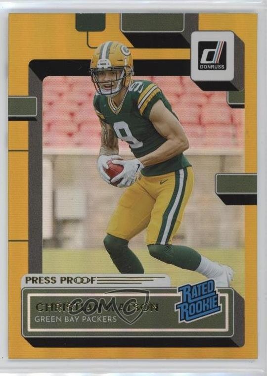 2022 Panini Donruss Rated Rookie Press Proof Premium Christian Watson #319 0h1
