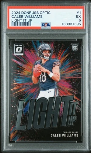 2024 PANINI DONRUSS OPTIC LIGHT IT UP #1 CALEB WILLIAMS ROOKIE RC PSA 5