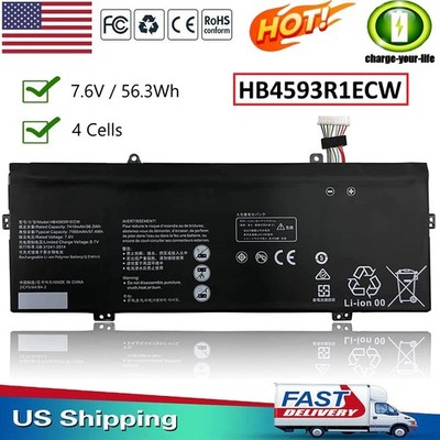 New HB4593R1ECW 7.6V 56.3Wh Battery for Matebook 14'' KPL-W00  X PRO MACH-W29C US