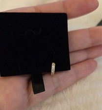 Solid 14k yg cz 10mm single huggie hoop earring