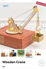Kiwi Co Tinker Crate Wooden Crane DIY Kit Ages 9 New Sealed Box