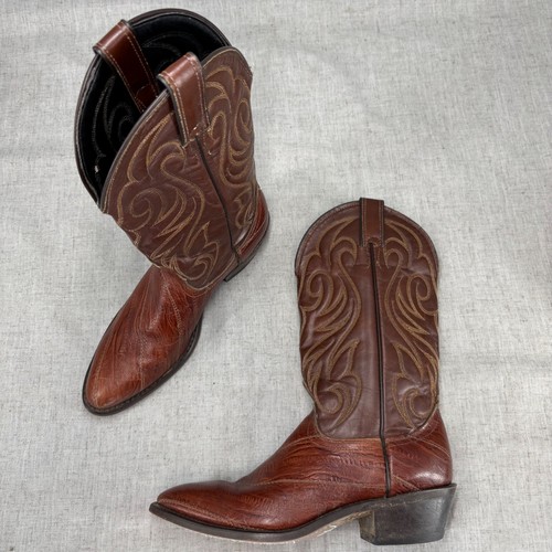 Vintage Laredo Cowboy Boots Brown Leather Made in USA Pull On Men's Size 7.5, Size 7, $50
