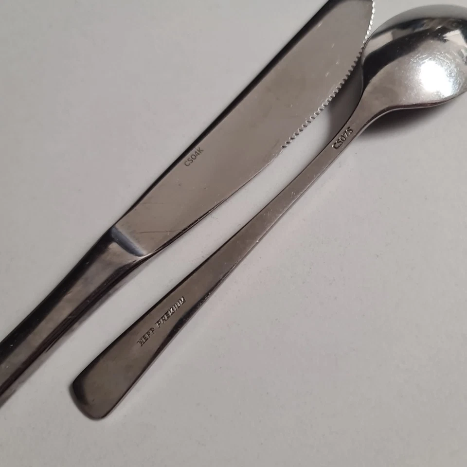 Hepp Premium Besteck Kaffeelöffel Löffel Messer CS04K CS07S silber Edelstahl - Bild 3 von 3