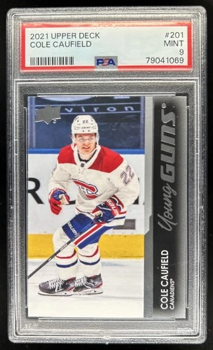 2021-22 Upper Deck Cole Caufield Rookie Young Guns RC #201 Canadiens PSA 9