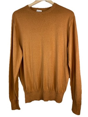 Spier & MacKay Knitwear Men's L Carmel Brown Cotton Silk Blend Pullover Sweater