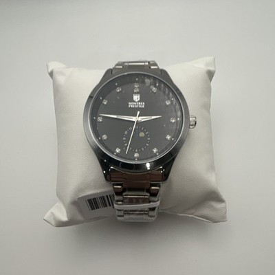 Montres Prestige Men 42mm Silver Case Black Metal Dial MG68 W/Box