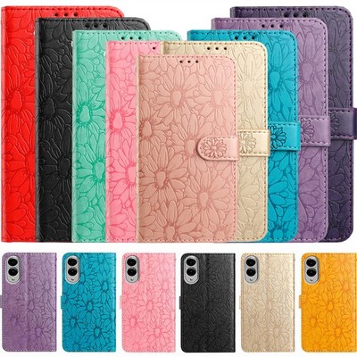 Flip Leder Handy Hülle für Samsung S9 S8 S10E A5 A8 Note 20 10 Daisy Wallet Case