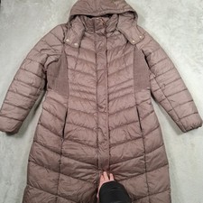 Joules Coat Womens UK 18 Brown Long Puffer Hooded Winter Jacket Padded