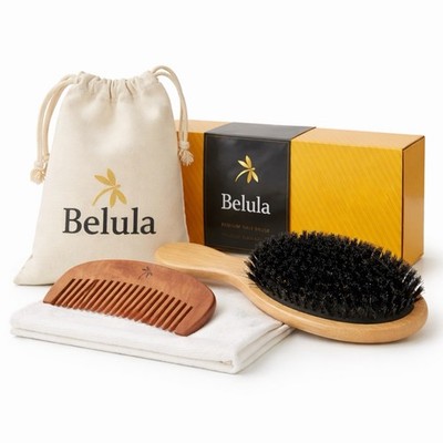 Belula 100% Boar Bristle Hair Brush Set Wood Comb Spa Headband Gift Set