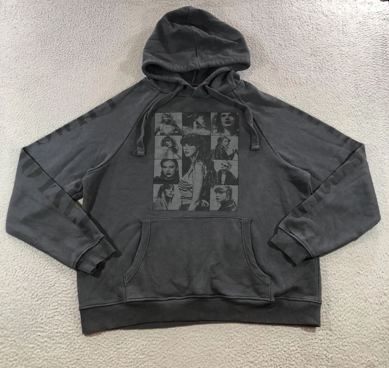 Taylor Swift Eras Tour Hoodie Mens Small Charcoal Pullover Graphic Sweatshirt