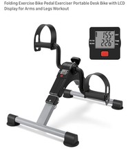 Folding mini Exercise Bike Portable Pedal Exerciser Desk Bike with LCD Displa...