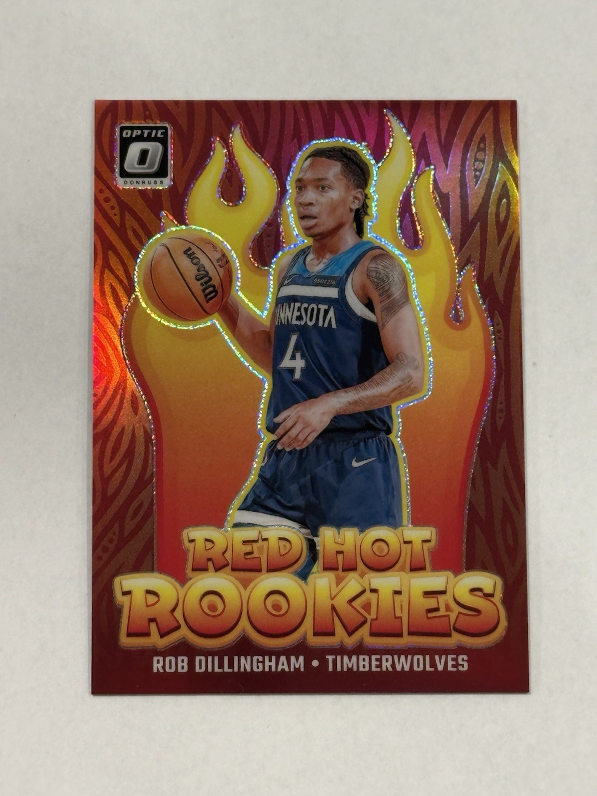 2024-25 Donruss Optic Red Hot Rookies Red Prizm 7 Rob Dillingham /99 Rookie RC