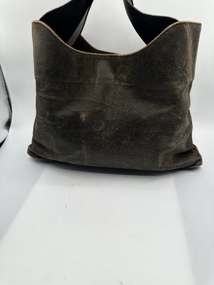 Vintage Principe Milano Italy Brown Distressed Leather Date Carry-All Handbag