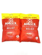 2 Pack Halls Strawberry Cough Drops 80ct -160 Drop Total Economy Packs