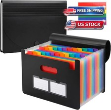 13 Pockets Accordion File Organizer, Portable Expanding File Folder with Cover L