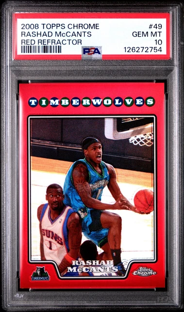 Rashad McCants Timberwolves 2008 Topps Chrome Red Refractor #49 5/5 PSA 10