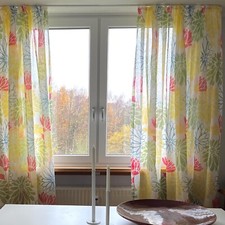 "stoffdesign!"SALE% DAHLIA summer Stoff 100%Leinen Blumen Meterware Nya Nordiska